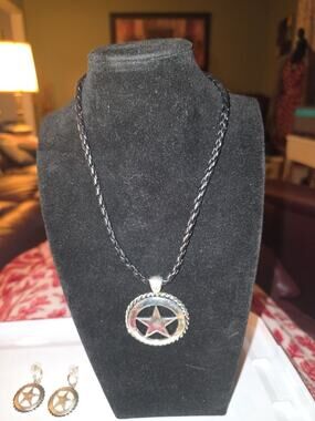 Western Star Pendant Necklace and Earring Set